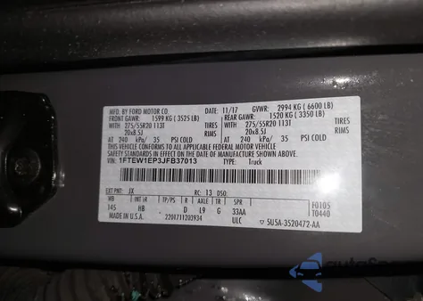 2018 Ford F-150 Lariat z USA, uszkodzony, nr VIN 1FTEW1EP3JFB37013